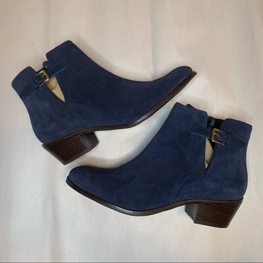 Cole Haan Blue Suede Ankle Booties 8.5